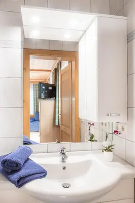 Ein Badezimmer in der Unterkunft Hallmoosgut